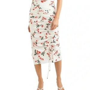 NWT White Floral Midi Skirt